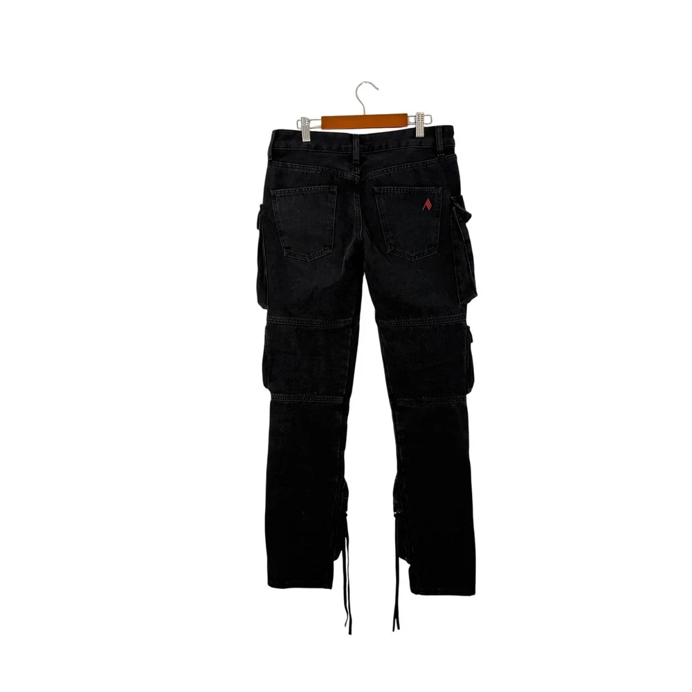 NWOT The Attico Essie Low Rise Tapered Cargo Jeans Black Denim 25 XS - Picture 3 of 14